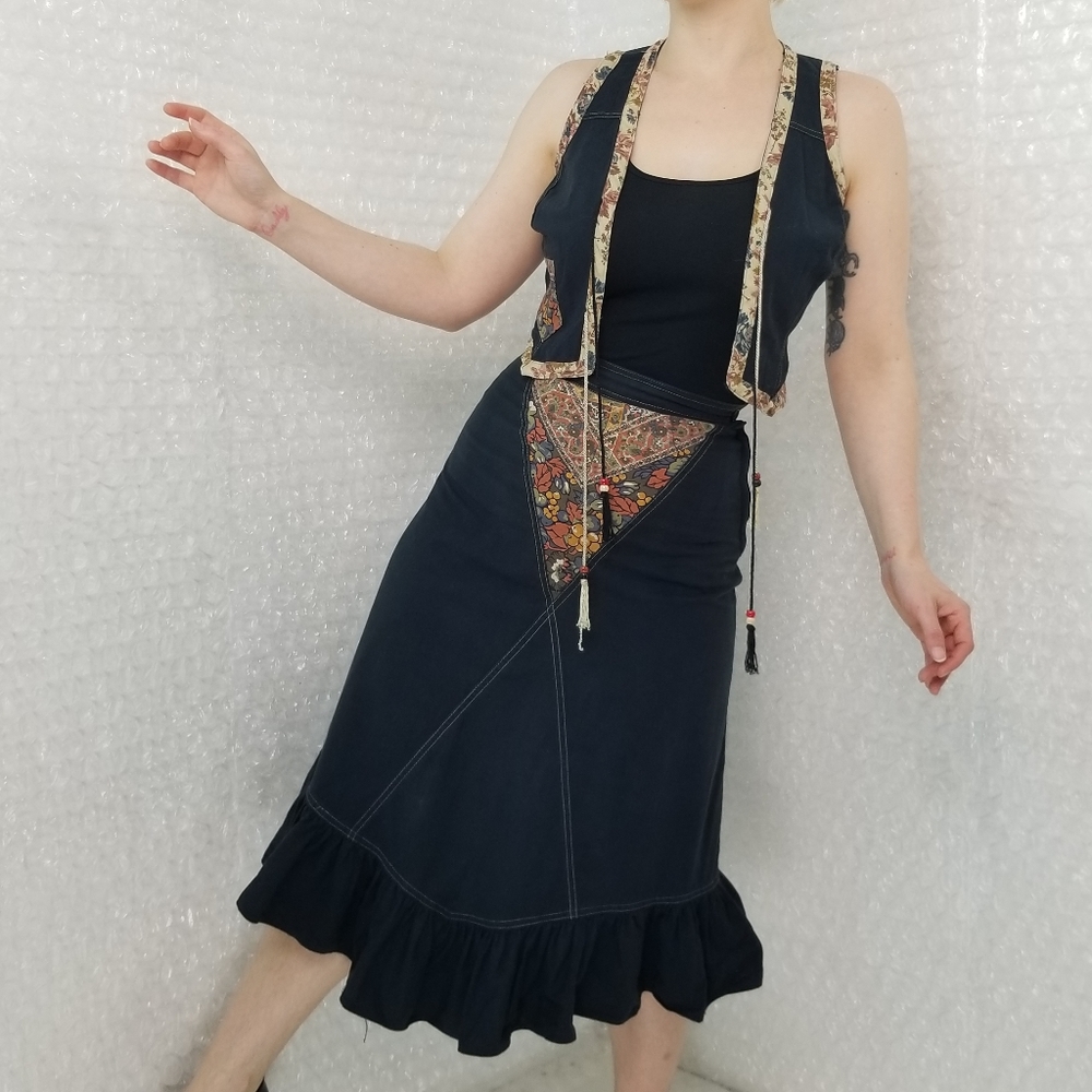 1970s Young Edwardian hippie vest & skirt